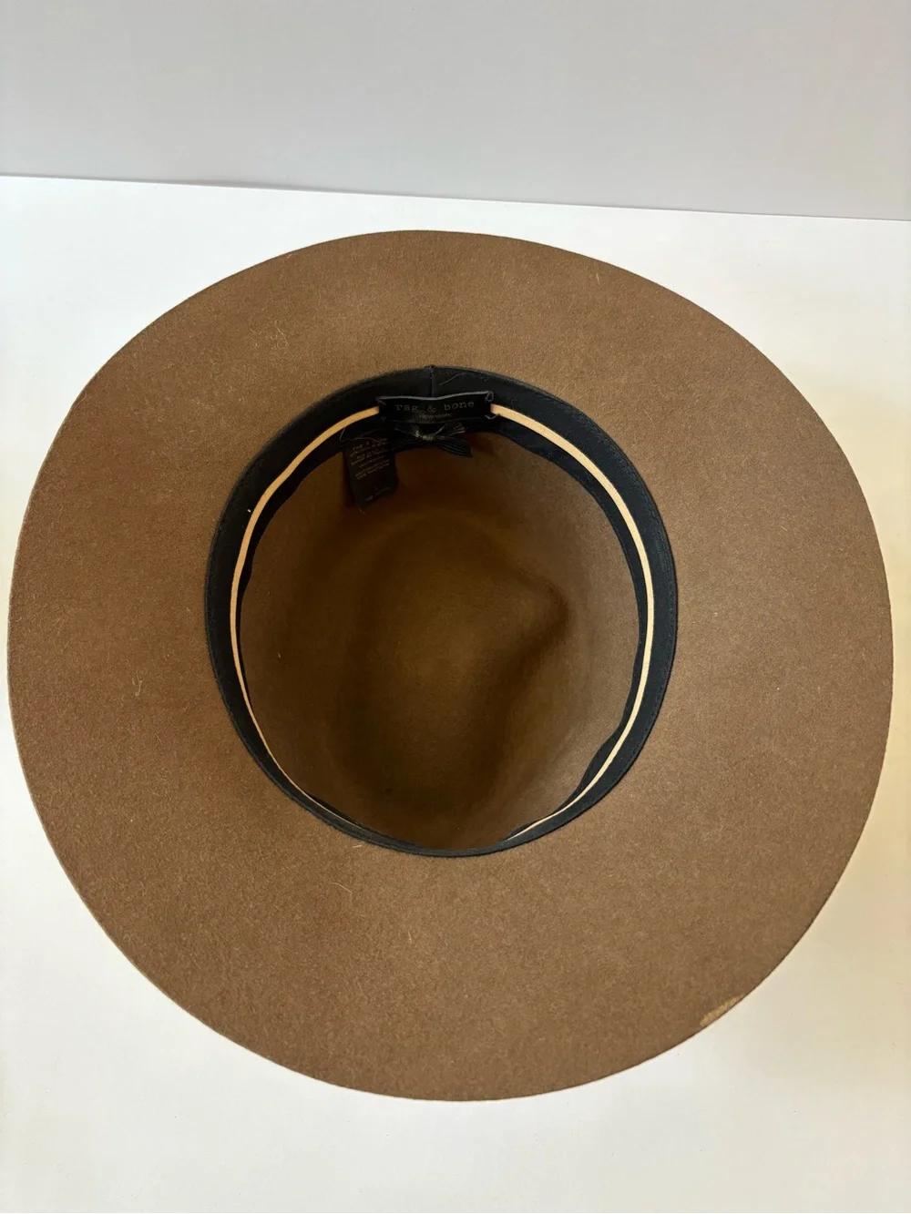 Rag&Bone Floppy Brim Felt Wool Fedora Hat Pecan Brown L Leather Trim Western